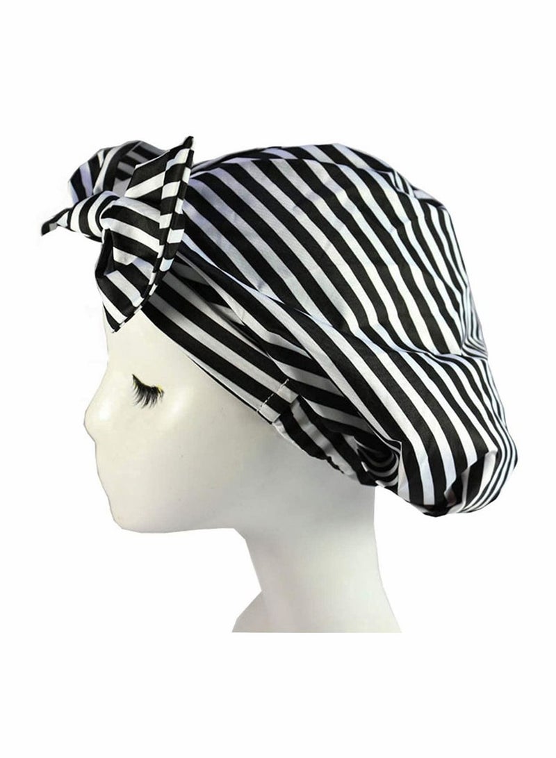 Shower Caps for Women Waterproof Reusable Hair Elastic Hem Turban Bath Silky Satin - Image 4